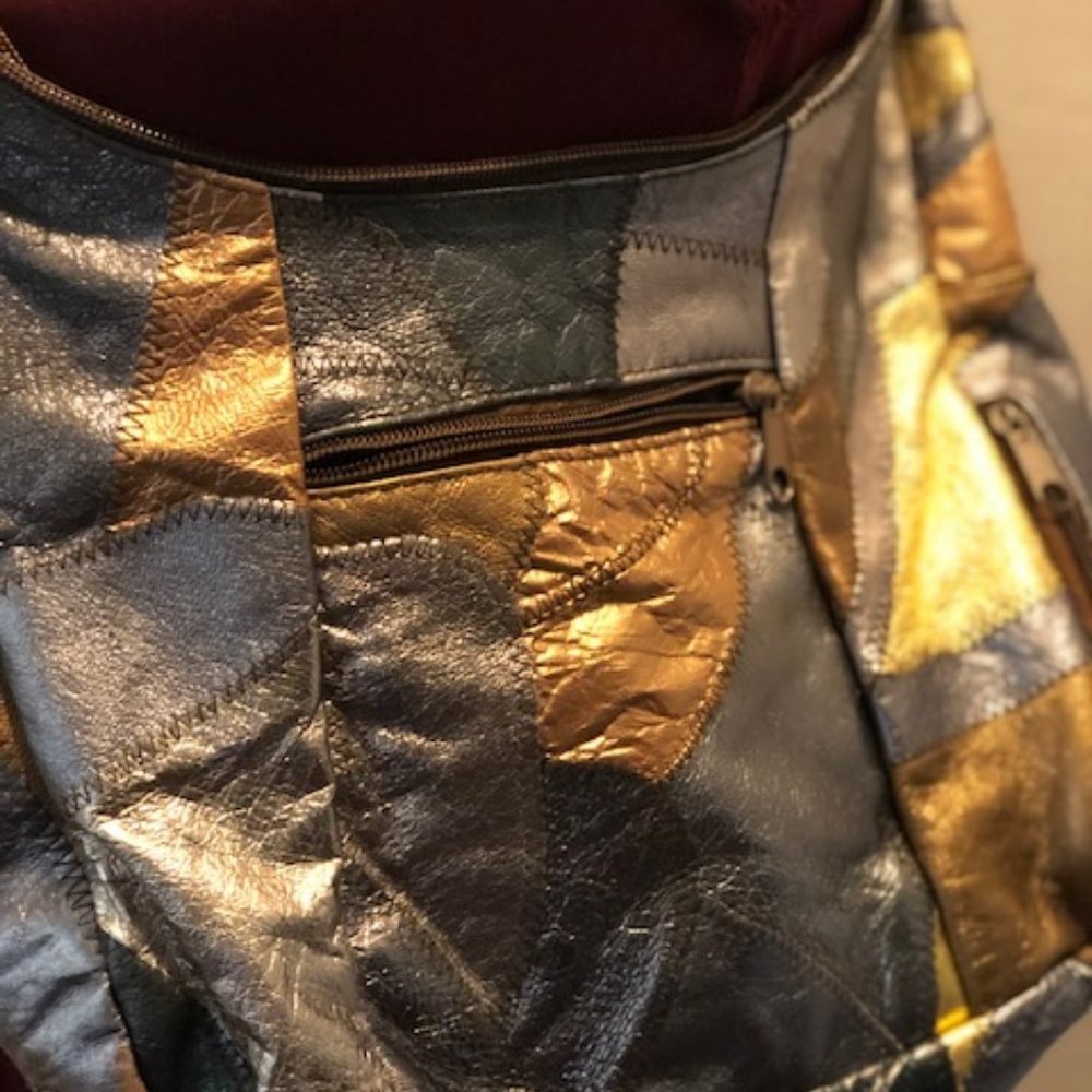 Vintage Metallic Patchwork Purse - image 3